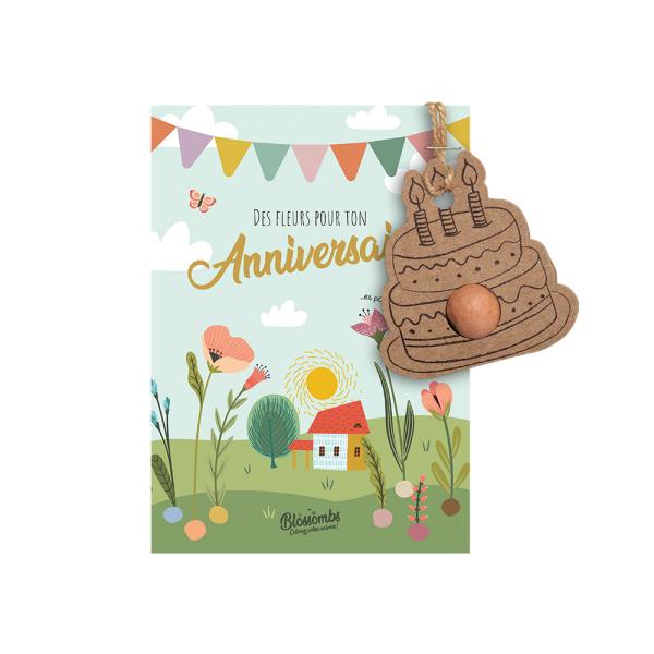 Blossombs - Carte Anniversaire - 1 bombe à graines - BIO - face recto